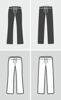 Women's and men's sport pants. Clothes icon on a background. Vector illustration.