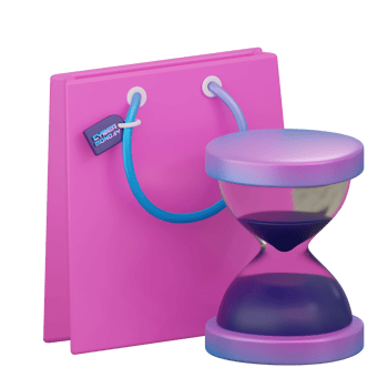 Shopping Bag and Hour Glasses 3d icon png