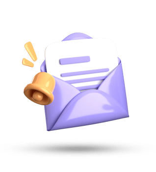 3d rendering of envelope with a bell and a check mark png