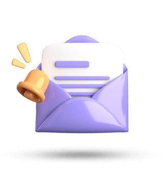 3d rendering of envelope with a bell and a check mark png