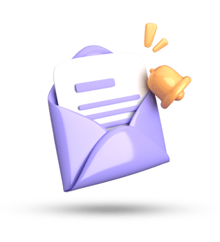 3d rendering of envelope with a bell and a check mark png