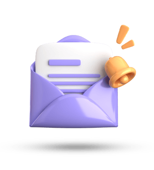 3d rendering of envelope with a bell and a check mark png
