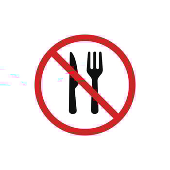No eating icon symbol. No eating allowed icon isolated on white background vector