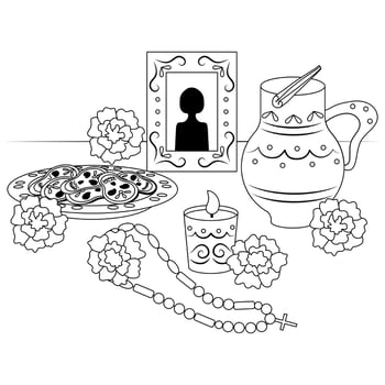 Day of The Dead vector black and white coloring page