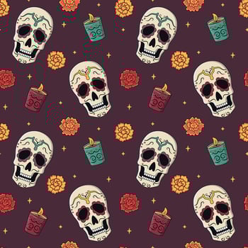 Day of The Dead vector seamless pattern