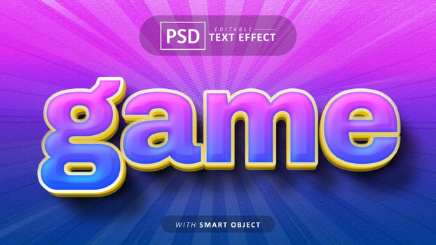 Game cartoon style text effect psd