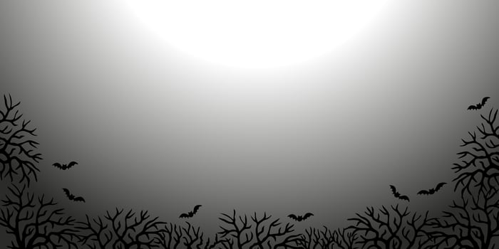 Vector black and white Halloween background. Halloween doodles.