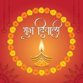 Diwali creative banner design with Hindi text Shubha Diwali vector illustration