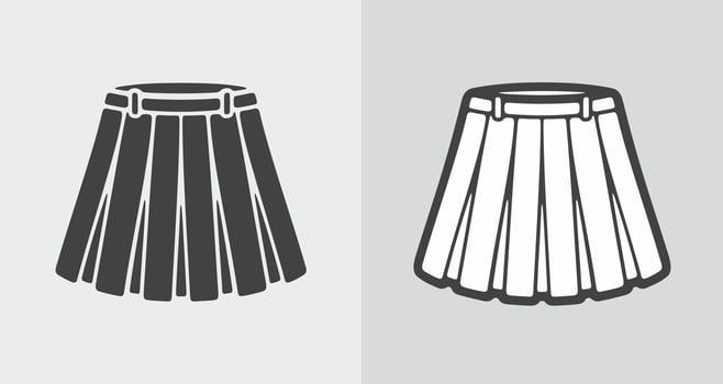 Women's pleated mini skirt icon on a background. Vector illustration.
