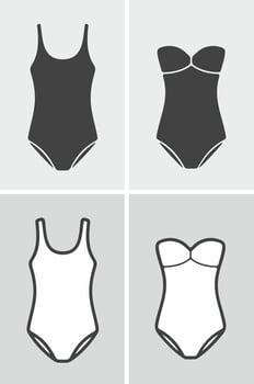 Women's one piece swimsuit icon on a background. Vector illustration.