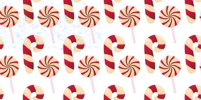 New Year seamless pattern. New Year's texture. Christmas sweets candy cane, lollipop. Vector illustration.