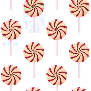 seamless pattern of Christmas mints. Vector illustration. Red and white lollipops. Sweet candies