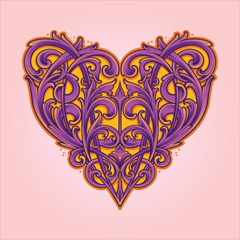 Elegant heart flourish timeless ornament vector illustrations for your work logo, merchandise t-shirt, stickers and label designs, poster, greeting cards advertising business company or brands.