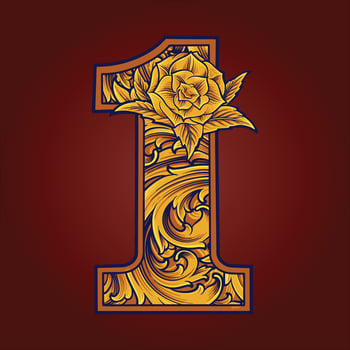 Antique elegant number 1 monogram logo vector illustrations for your work logo, merchandise t-shirt, stickers and label designs, poster, greeting cards advertising business company or brands.