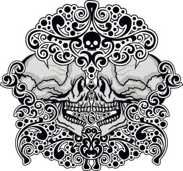 Gothic sign with skull, grunge vintage design t shirts vector