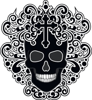 Gothic sign with skull, grunge vintage design t shirts vector