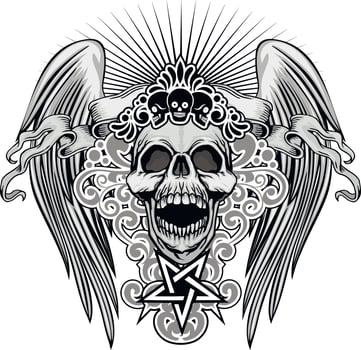 Gothic sign with skull, grunge vintage design t shirts vector