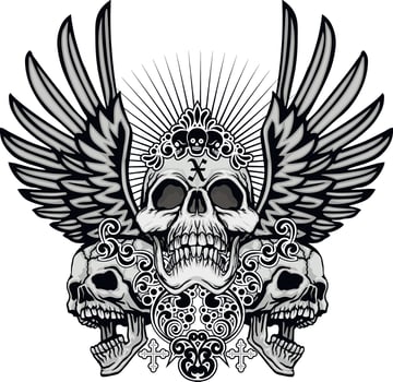 Gothic sign with skull, grunge vintage design t shirts vector