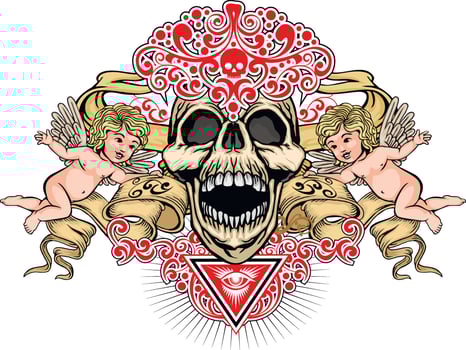 Gothic sign with skull, grunge vintage design t shirts vector