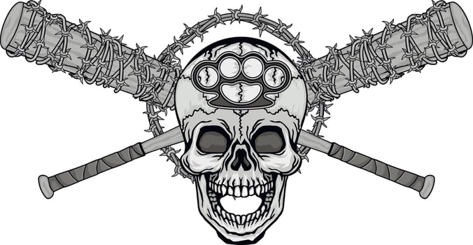 aggressive emblem with skull,grunge vintage design t shirts vector