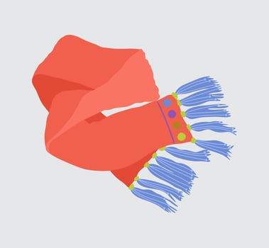 Elegant orange scarf Isolated on Background. Orange curtain. Vector illustration.