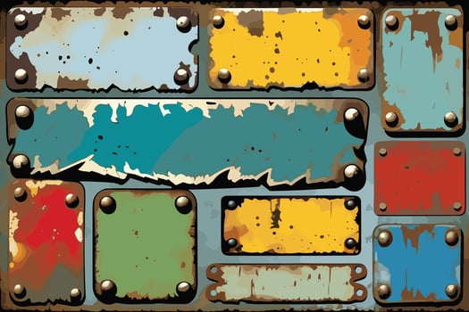 Aged Rustic Metal Texture with Varied Details and Worn Paint Surface for Creative Design Projects, Vintage Art, and Backgrounds vector