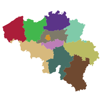 Belgium map with administrative. Map of Belgium in colorful png