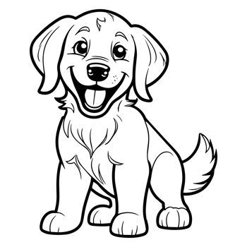Dog Outline Art for a Cute Kids' Coloring Book. AI Generative png