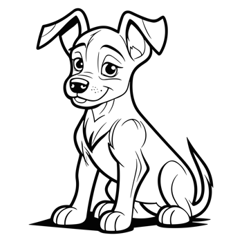 Dog Coloring Page Outline Drawing for Kids. AI Generative png