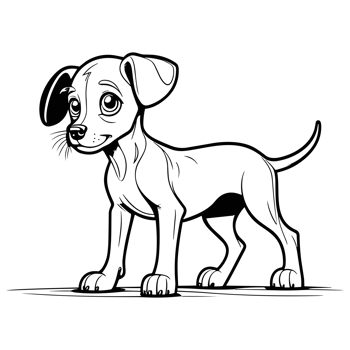 Cute Dog Cartoon Coloring Page for Kids. AI Generative png