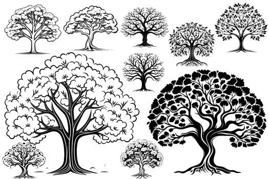 Beautiful Black And White Tree Silhouette - Ai Generative png