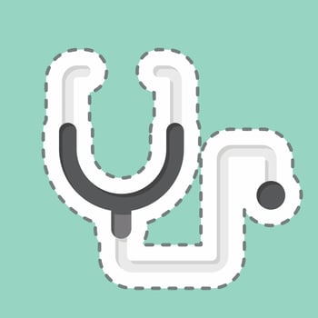 Sticker line cut Stethoscope. related to World Cancer symbol. simple design editable. simple illustration vector