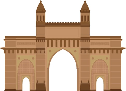 Gate of India, Mumbai, Bombay. Isolated on white background vector illustration.
