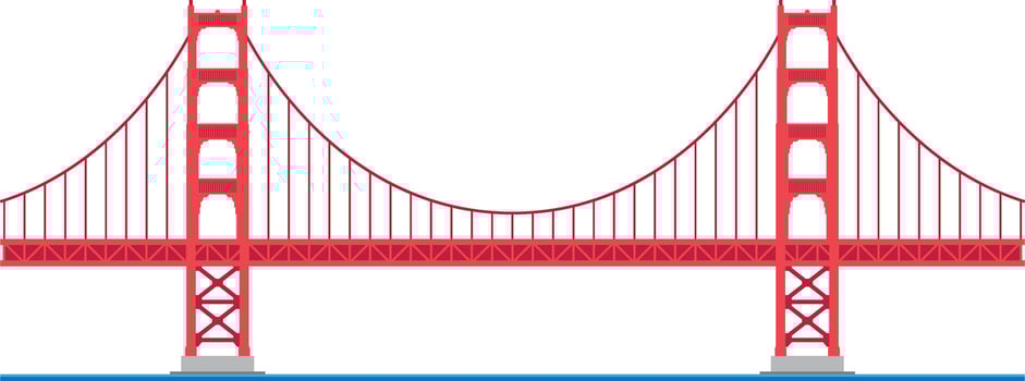 Golden Gate Bridge, San Francisco, USA. Isolated on white background vector illustration.