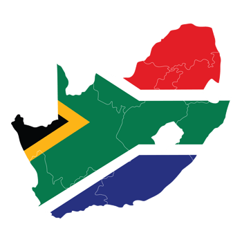 Map of South Africa with national flag png