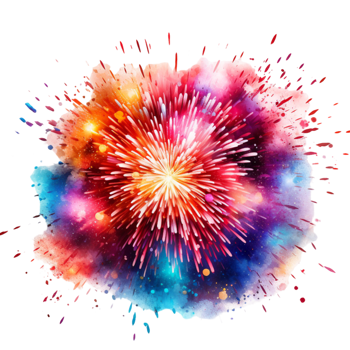 Colorful fireworks watercolor illustration, Ai generated png