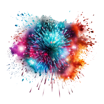 Colorful fireworks watercolor illustration, Ai generated png