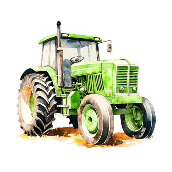 Green big four wheel tractor Generative Ai png