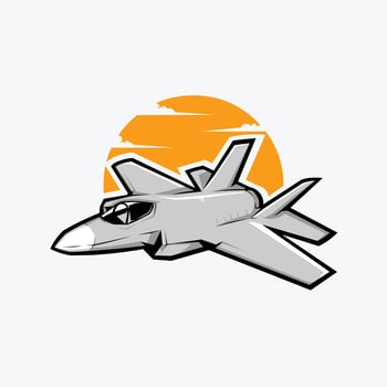 Military Fighter Jet Vector Art Illustration Isolated on White Background
