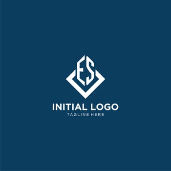 Initial ES logo square rhombus with lines, modern and elegant logo design vector