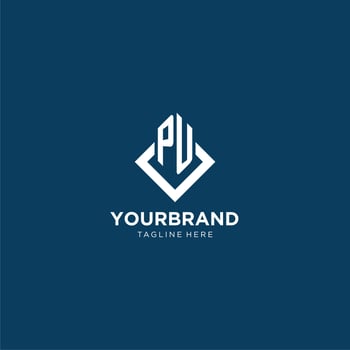Initial PU logo square rhombus with lines, modern and elegant logo design vector