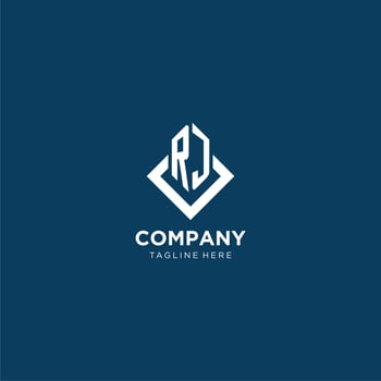 Initial RJ logo square rhombus with lines, modern and elegant logo design vector
