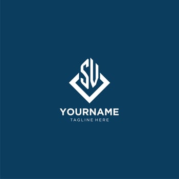 Initial SV logo square rhombus with lines, modern and elegant logo design vector