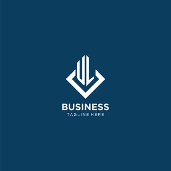 Initial UL logo square rhombus with lines, modern and elegant logo design vector