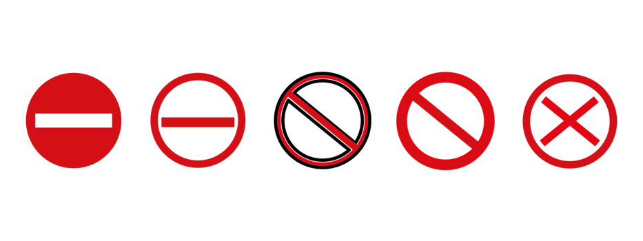 Prohibition sign set. Red Stop signs on transparent background. No sign collection. png