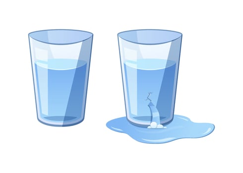 Glass of water vector. The glass broke and spilled water. vector