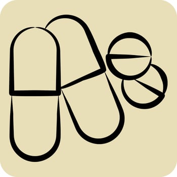 Icon Pills. related to World Cancer symbol. hand drawn style. simple design editable. simple illustration vector