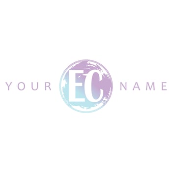 EC Initial Logo Watercolor Vector Design