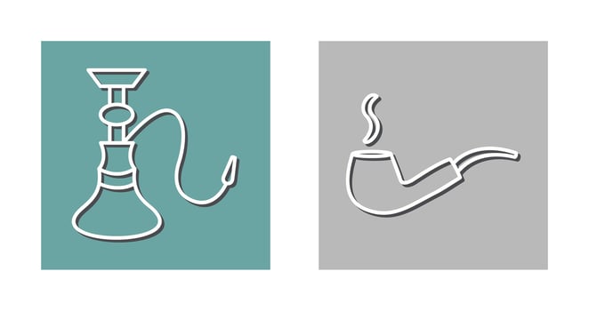 hookah and lit smoking pipe  Icon vector