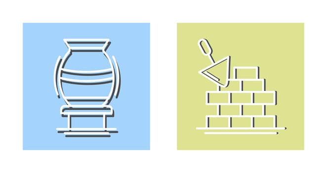 vase and brickwall Icon vector